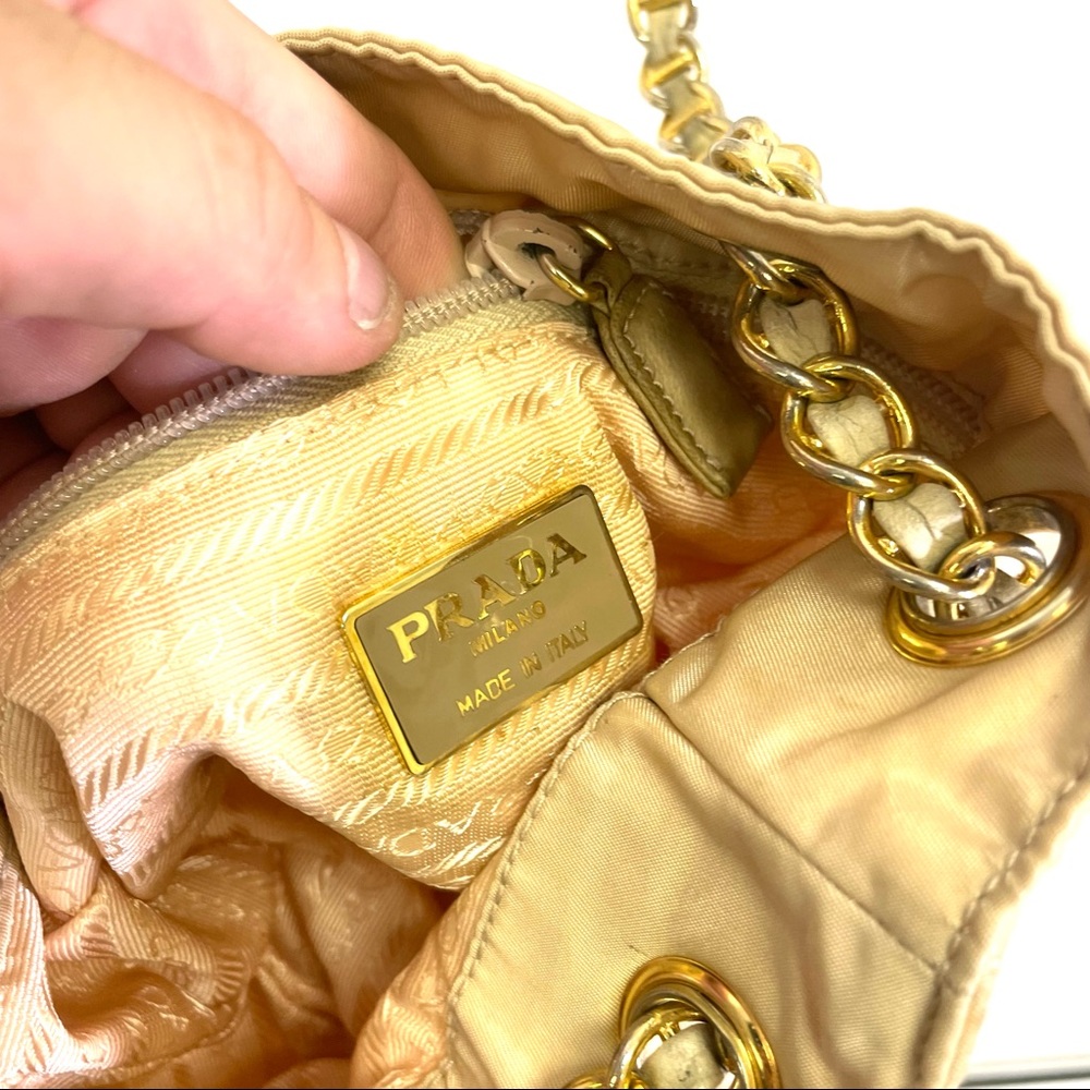 Prada Borsa in Tessuto Catena Panna Made in ITALY Vintage Early 90s - Picture 7 of 9